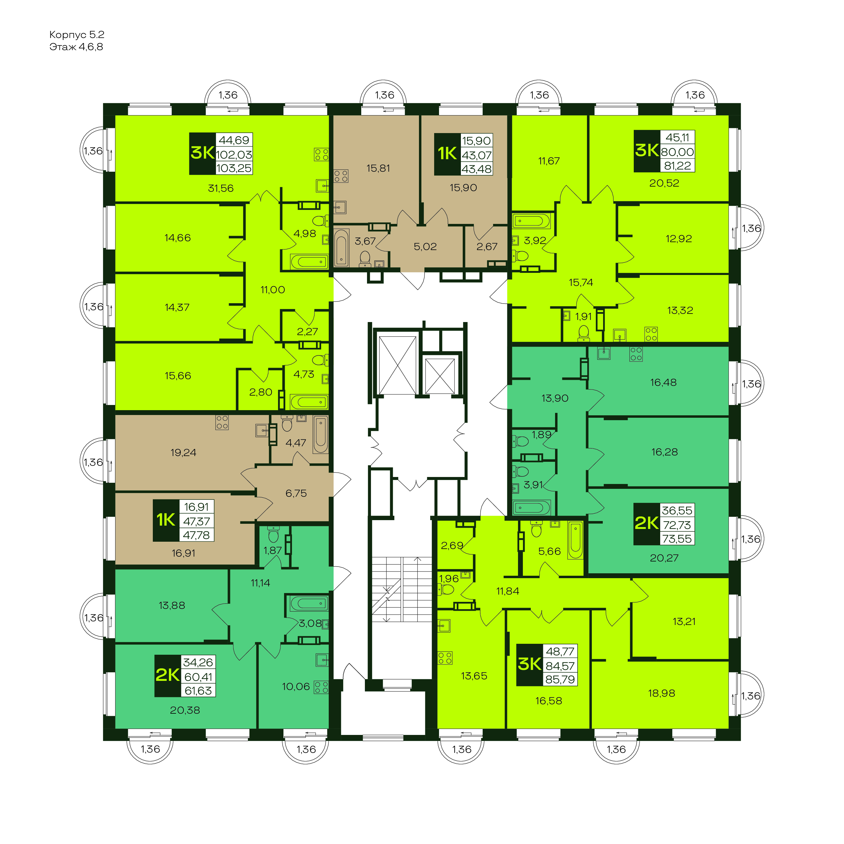 2-комнатная квартира, 73.9 кв.м, Ялав, изображение-6